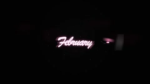 February Month Name Animated Glowing Pink Neon Effect Subtle Heart Outline Stock Footage 332695186