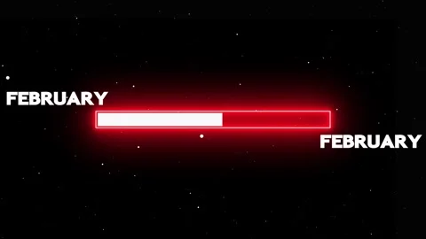 February month progress bar loading display Stock Footage 328386474