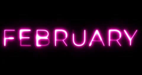 February neon text animation Video stock 287406044