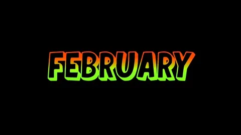 February neon text animation with glowing blue and pink gradient effect on a Stock Footage 336475121