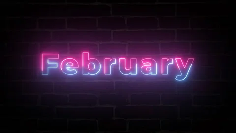 February Neon text typography animation 4k video Stock Footage 278743289
