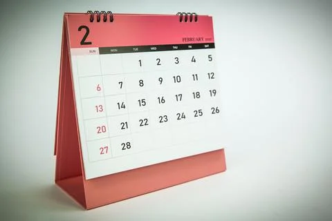 February is the second month of the year 2022 desk calendar, Isolated on white 写真素材