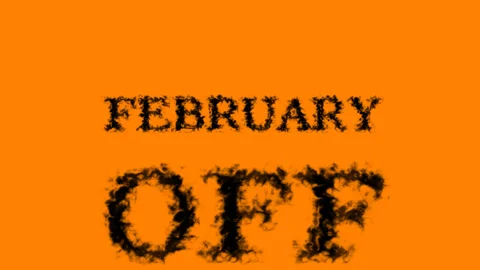 February Off smoke text effect orange isolated background Stock Footage 139619710