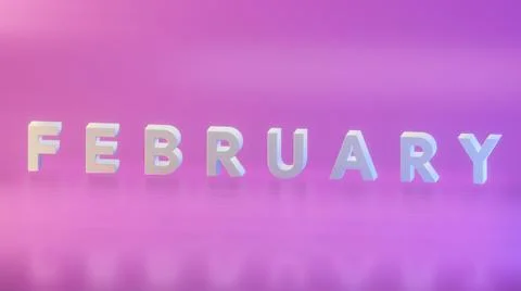 February text on gradient background simple and elegant . 3d illustration render Illustrazione stock