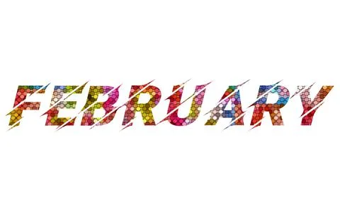 February text image stock design in colorful style letters Stock Illustration