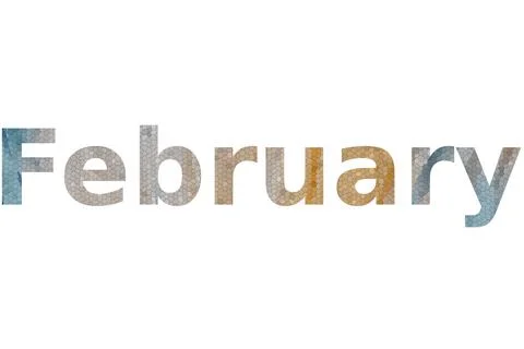 February text image stock design in colorful style letters Stock Illustration