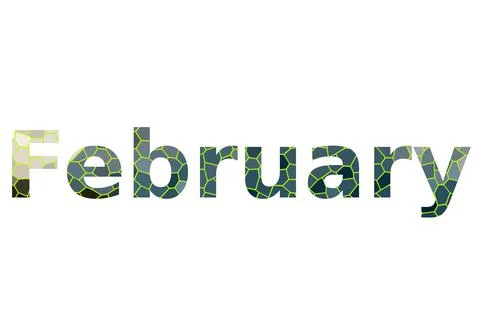 February text image stock design in colorful style letters Stock Illustration