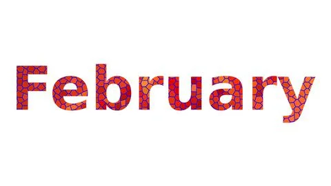 February text image stock design in colorful style letters Stock Illustration