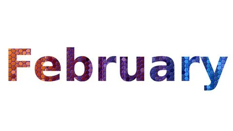 February text image stock design in colorful style letters Stock Illustration