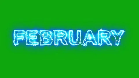 February text with lightning energy sparks effect on green screen background Видео 342373950