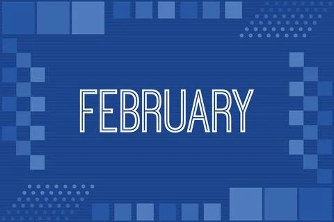 February typography on blue luxury frame background design Stock Illustration