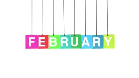 February Word or Text Hang and Bouncing Animation on White Background Stock Footage 302030954