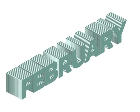 February word typography 3d rendering isolated white background Stock Illustration