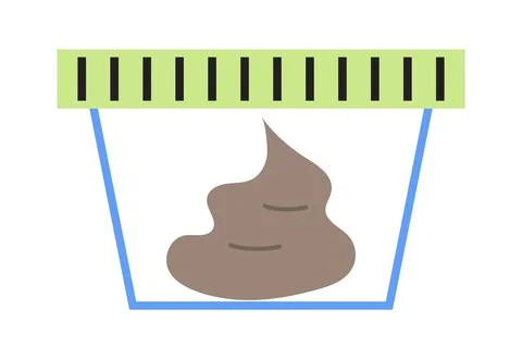 Fecal analysis icon vector. Human poop in a plastic container for medical Stock Illustration