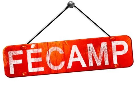 Fecamp, 3D rendering, a red hanging sign Stock Illustration