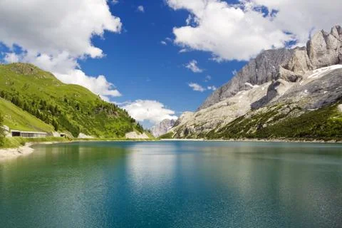 Fedaia lake Stock Photos