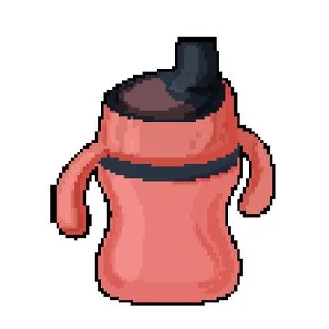 Fedding sippy cup pixel art vector illustration Stock Illustration