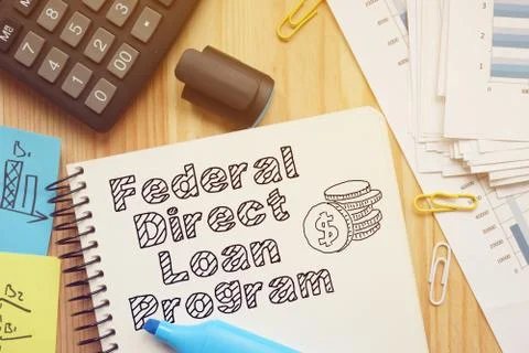 Federal Direct Loan Program is shown on the business photo Stock Photos
