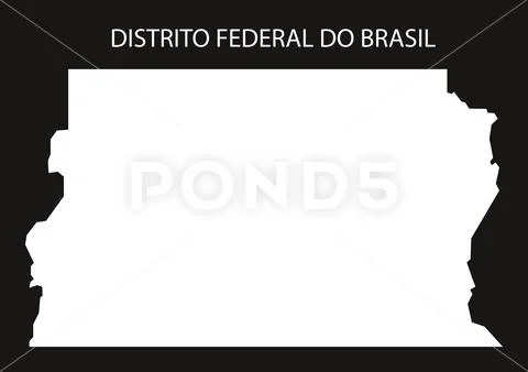 Federal district Brazil Map black inverted Stock Illustration