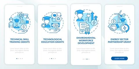 Federal grants for tech training blue onboarding mobile app screen Stock Illustration