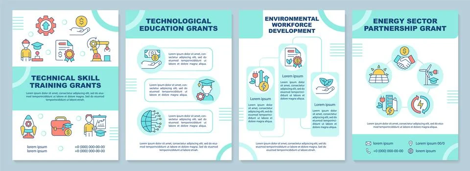 Federal grants for tech training mint brochure template Stock Illustration
