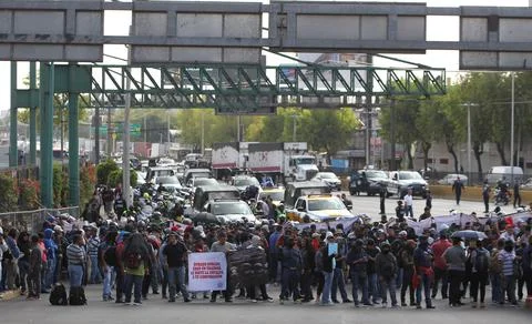 Federal Police blocks access to international airport in Mexico City - 04 Oct 20 Stock Photos