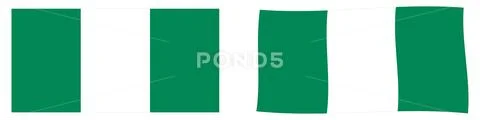 Federal Republic of Nigeria flag. Simple and slightly waving version. Stock Illustration