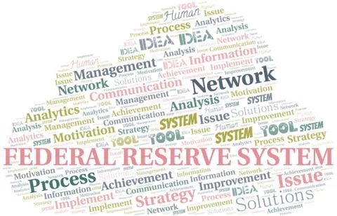 Federal Reserve System typography vector word cloud. Stock Illustration