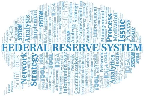 Federal Reserve System typography vector word cloud. Stock Illustration