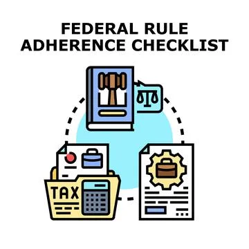 Federal rule adherence checklist for regulatory compliance Stock Illustration