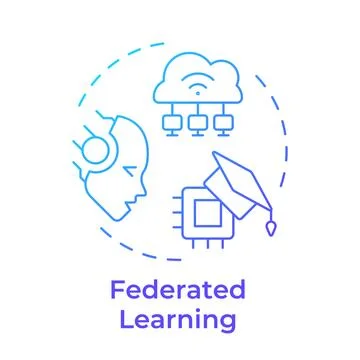 Federated learning blue gradient concept icon Stock Illustration
