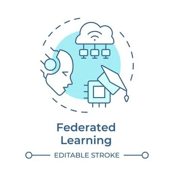 Federated learning soft blue concept icon Stock Illustration