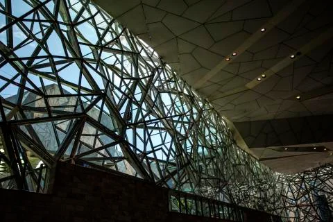 Federation Square Glazed Wall Atrium Stock Photos