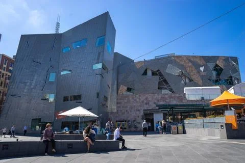 Federation Square in Melbourne is a mixed-use development in the inner city o Stock Photos