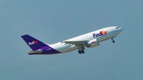 FedEx Airbus A310 Cargo Airplane Taking-off Stock Footage