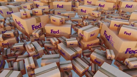FedEx Boxes Track Shot Stock Footage 119802517
