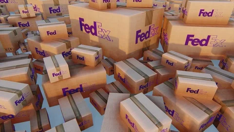FedEx Boxes Zoom Shot Stock Footage 119802516
