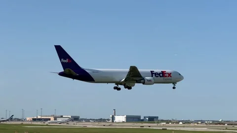 FedEx Cargo Plane Landing Stock Footage 247329496