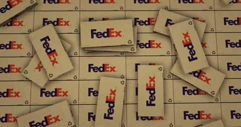 Fedex delivery box pack production Stock Footage 268260864