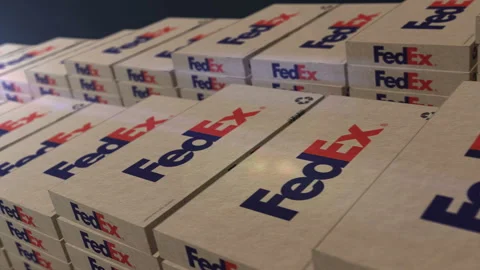 Fedex delivery box pack production loopable seamless Stock Footage 268262773