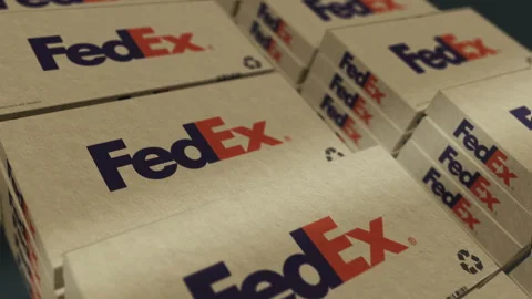 Fedex delivery box pack production loopable seamless Stock Footage 268263558