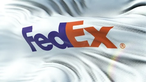 FEDEX flag waving on sun. Seamless loop with highly detailed fabric texture. Loo Stock Footage 89655872