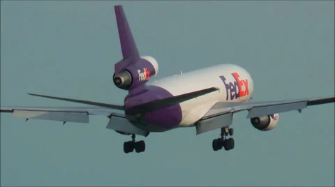 FedEx jet plane landing Stock Footage