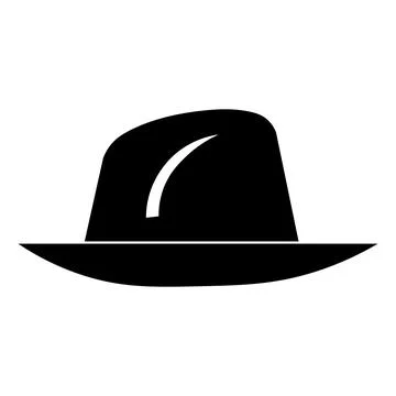 Fedora hat black vector icon on white background Stock Illustration