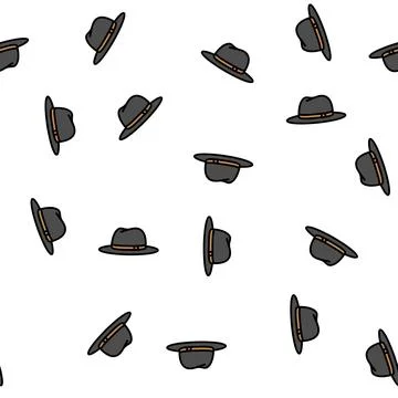 Fedora hat cap vector seamless pattern Stock Illustration
