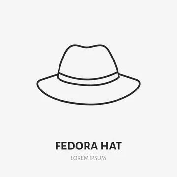 Fedora hat doodle line icon. Vector thin outline illustration of fashion apparel Stock Illustration