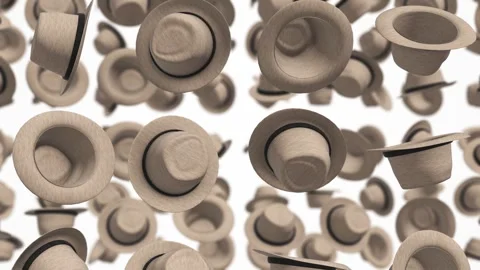 Fedora Hat Falling Animation. Top Hat 3D. Hat Falling Rain. 4K Stock Footage 278734808