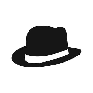 Fedora Hat icon, gentleman's hat isolated on white. Vector Stock Illustration