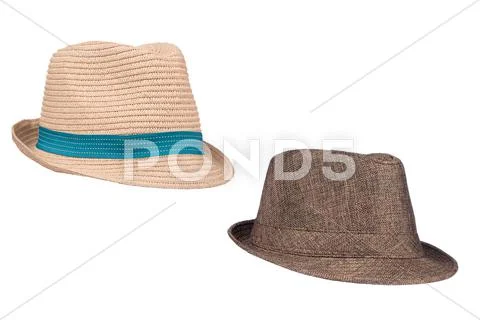 Fedora hats on white Stock Photos