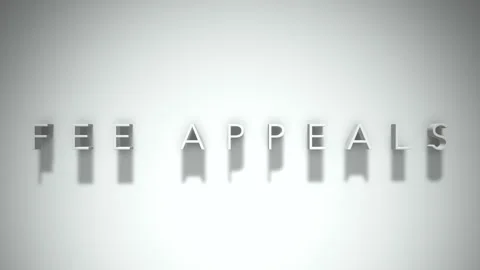 Fee appeals 3D title animation with shadows on a white background Stock Footage 297274620